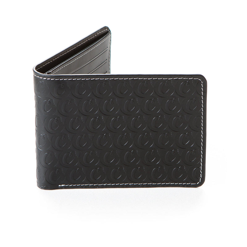 Cookies Leather Monogram Embossed Billfold Wallet in black