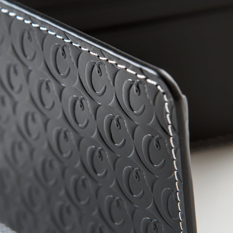 Cookies Leather Monogram Embossed Billfold Wallet in black, third view