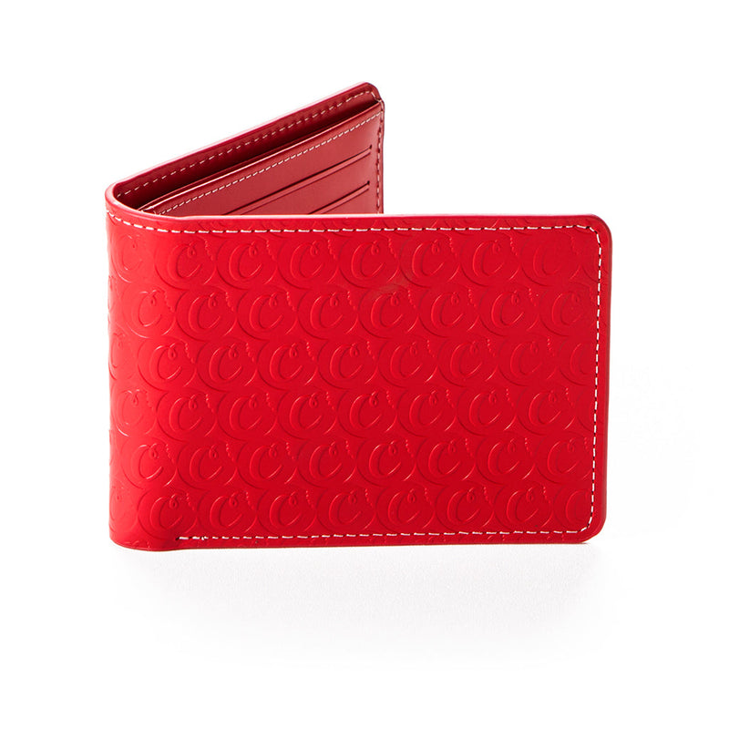 Cookies Leather Monogram Embossed Billfold Wallet in red