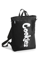 Cookies Slangin' smell proof backpack in black — front with Cookies logo