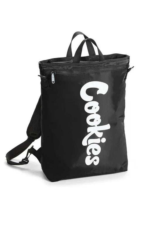 Cookies Slangin' smell proof backpack in black — front with Cookies logo