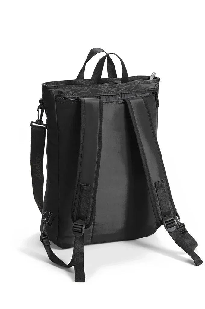 Cookies Slangin' backpack in black — back view with concealable straps